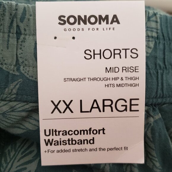 NEW Sonoma XXL Shorts Women's Green Floral Tropical Pull On Pockets Rayon 2X - Picture 5 of 6